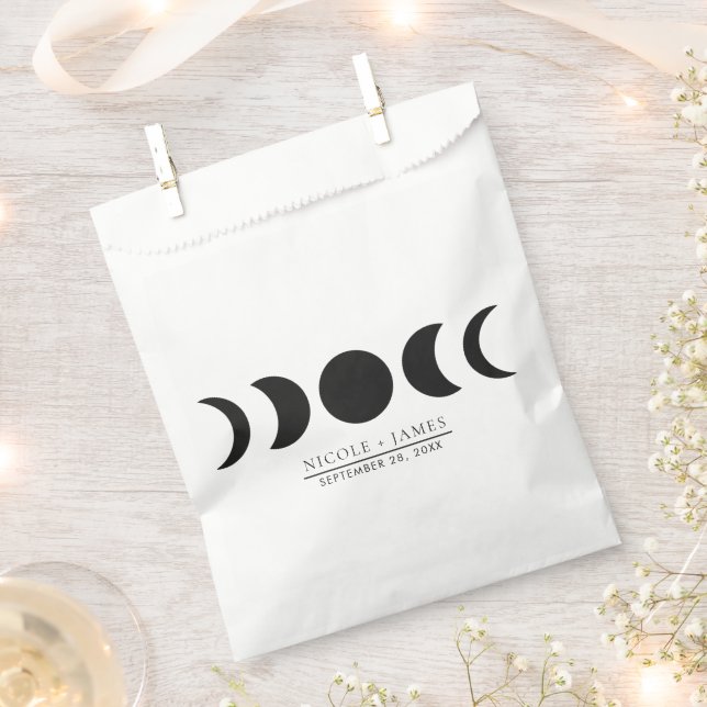 Bolsa De Papel Boda Lunar Luxe Black & Cream Moon Phase (Cortado)