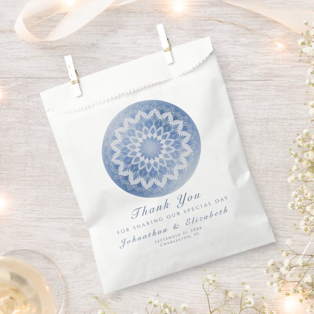 Bolsa De Papel Boda Mandala de Encaje Azul (Cortado)