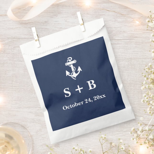 Bolsa De Papel Boda marino Nautical Beach Anchor azul de la Marin (Cortado)