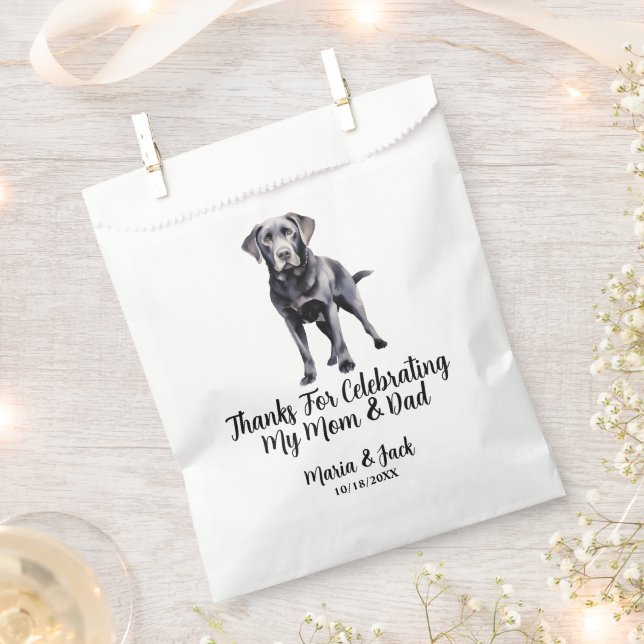 Bolsa De Papel Boda Mascota personalizado de Black Lab (Cortado)