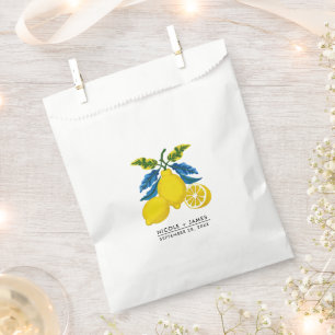Bolsa De Papel Boda Mediterránea Acuarela Limón Amarillo Azul