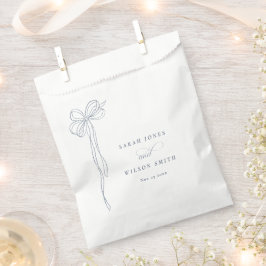 Bolsa De Papel Boda Minimal Simple Azul Oscuro Coquette Lazo
