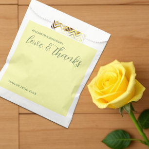 Bolsa De Papel Boda Minimalista Amarillo Mantequilla y Salvia