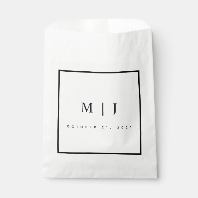 Bolsa De Papel Boda Minimalista blanco y negro (Anverso)