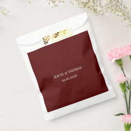 Bolsa De Papel Boda Minimalista Iniciales Modernas de Borgoña