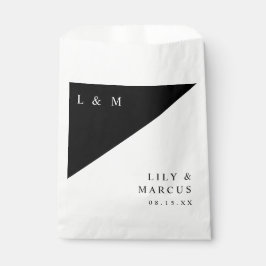 Bolsa De Papel Boda Minimalista Moderna Monograma en Blanco y Neg