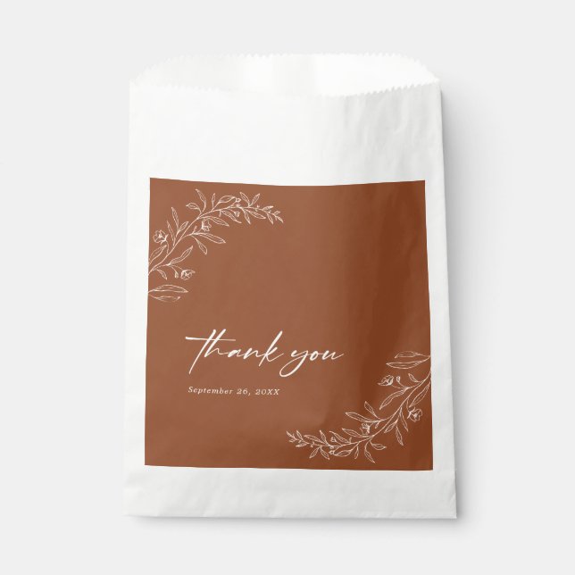 Bolsa De Papel Boda Minimalista moderno Boho Terracotta (Anverso)