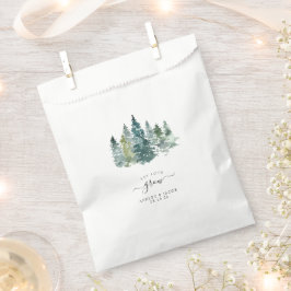 Bolsa De Papel Boda Minimalista Rústica con Pinos Acuarela