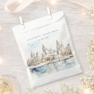 Bolsa De Papel Boda mínimo de la acuarela de Kansas City Missouri