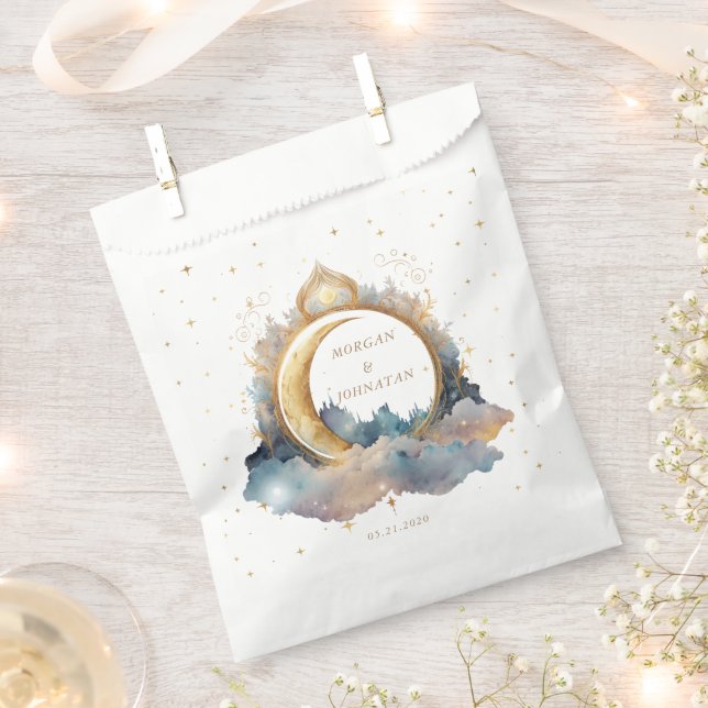 Bolsa De Papel Boda místico de la luna de oro celeste (Cortado)