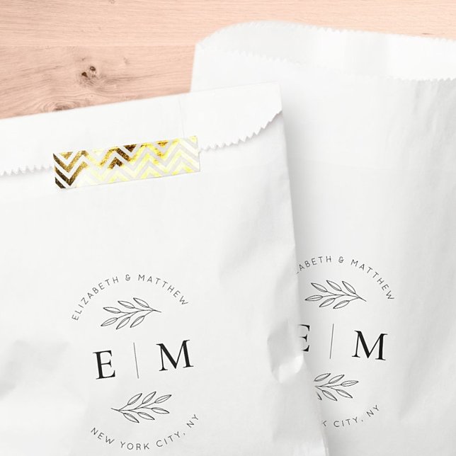 Bolsa De Papel Boda Moda elegante Monograma de Moda simple modern (Subido por el creador)