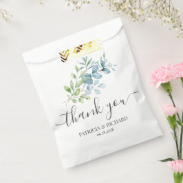 Bolsa De Papel Boda moderna con acuarela de vegetación de eucalip