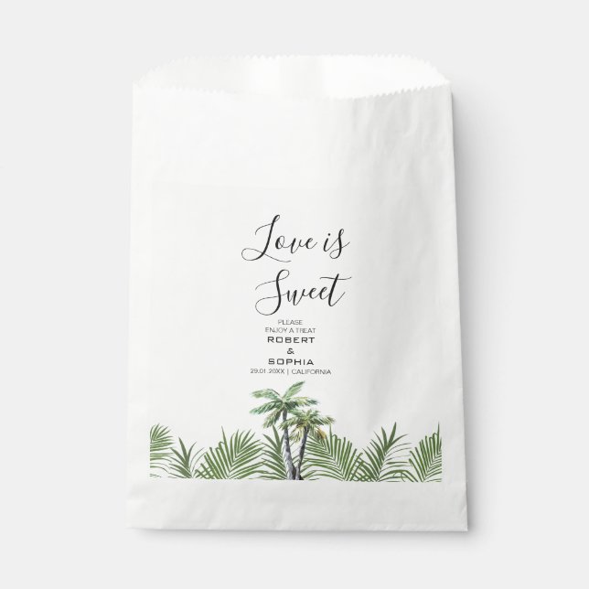 Bolsa De Papel Boda moderna con palma de acuarela (Anverso)