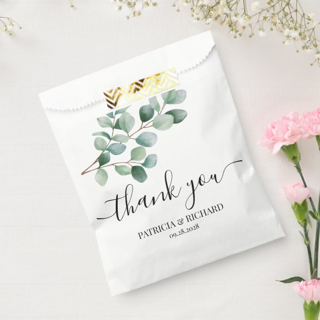 Bolsa De Papel Boda moderna con vegetación de eucalipto (Sellado)