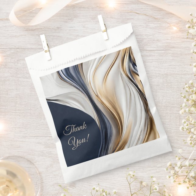 Bolsa De Papel Boda moderno-azul de oro blanco- (Cortado)