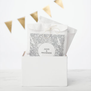 Bolsa De Papel Boda moderno de gris plateado botánico