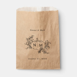 Bolsa De Papel Boda Monograma de calabazas