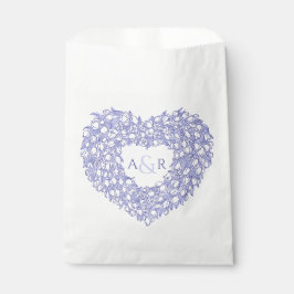 Bolsa De Papel Boda monograma de tulipanes de corazón muy peri