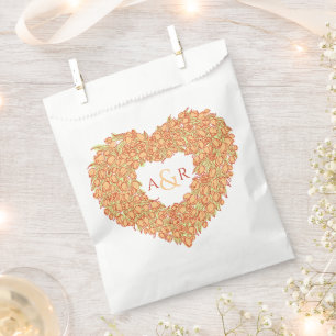 Bolsa De Papel boda monograma de tulipano de corazón de corteza n
