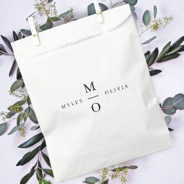Bolsa De Papel Boda Monograma Elegante Minimalista Blanco sencill
