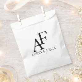 Bolsa De Papel Boda Monograma Invitado elegante negro y blanco