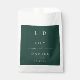 Bolsa De Papel Boda Monograma Minimalista Verde Esmeralda 