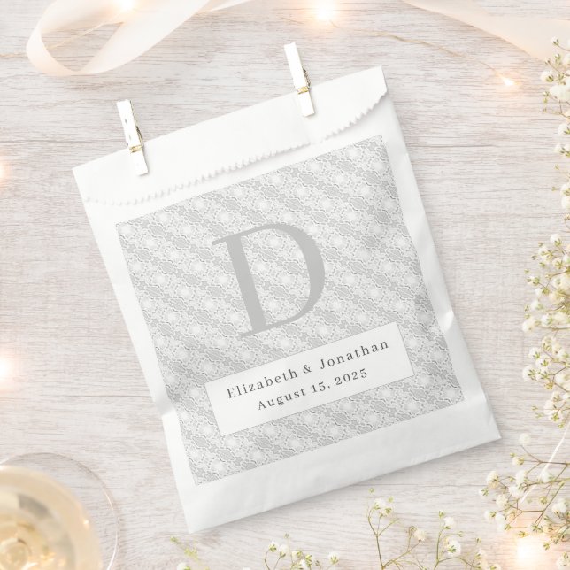 Bolsa De Papel Boda Monogramado de White Lace (Cortado)
