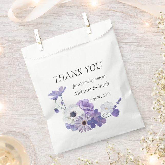 Bolsa De Papel Boda morado floral (Cortado)