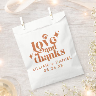 Bolsa De Papel Boda Naranja retro moderno