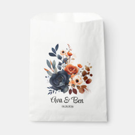 Bolsa De Papel Boda Navy Blue y Naranja Peony