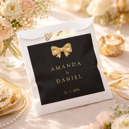 Bolsa De Papel Boda Negra y Dorada Moderna Arco Dorado