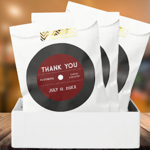 Bolsa De Papel Boda negro récord de vinilo rojo retro gracias