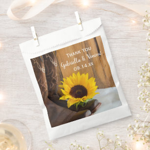 Bolsa De Papel Boda occidental del girasol del país gracias