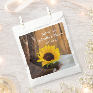 Bolsa De Papel Boda occidental del girasol del país gracias