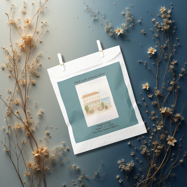 Bolsa De Papel boda oceánico mediterráneo costero de acuarela (Subido por el creador)