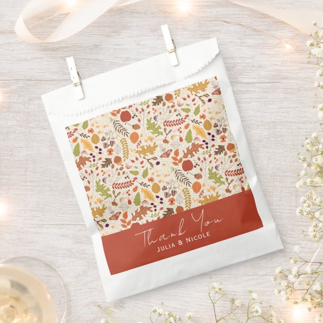 Bolsa De Papel Boda Otoño Floral Rústica Seca Bohemio (Cortado)