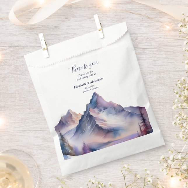 Bolsa De Papel Boda paisajístico de montañas cubiertas de nieve (Cortado)