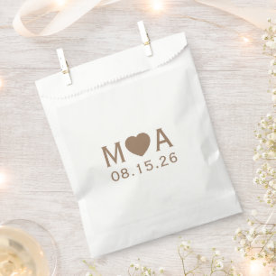 Bolsa De Papel Boda Pareja Monograma Corazón de Amor