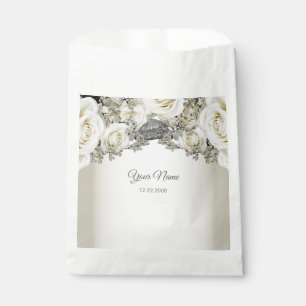 Bolsa De Papel Boda Partido Blanco Floral Verdor Beige Moderno