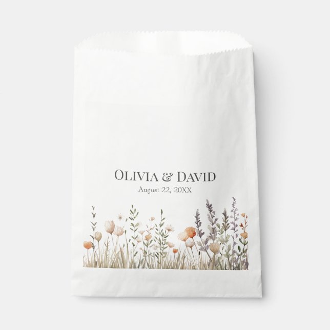 Bolsa De Papel Boda Peach Wildflower Meadow (Anverso)
