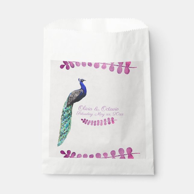 Bolsa De Papel Boda Peacock (Anverso)