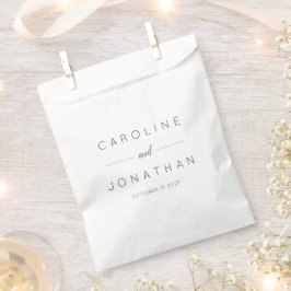 Bolsa De Papel Boda personalizada blanca con escritura Minimalist