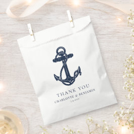 Bolsa De Papel Boda personalizada de Ancla Azul de la Marina Náut