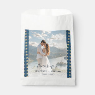 Bolsa De Papel Boda personalizada de lunares dorados y azules