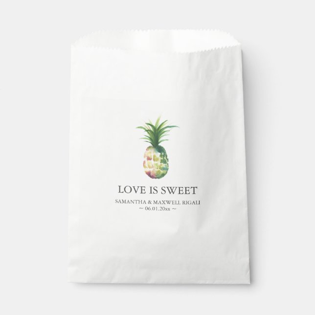 Bolsa De Papel Boda personalizada favorece a las bolsas piña (Anverso)