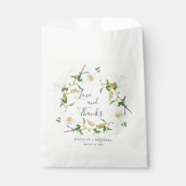Bolsa De Papel Boda personalizada Rustic White Magnolia Wreath