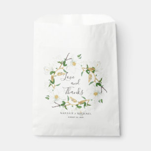 Bolsa De Papel Boda personalizada Rustic White Magnolia Wreath