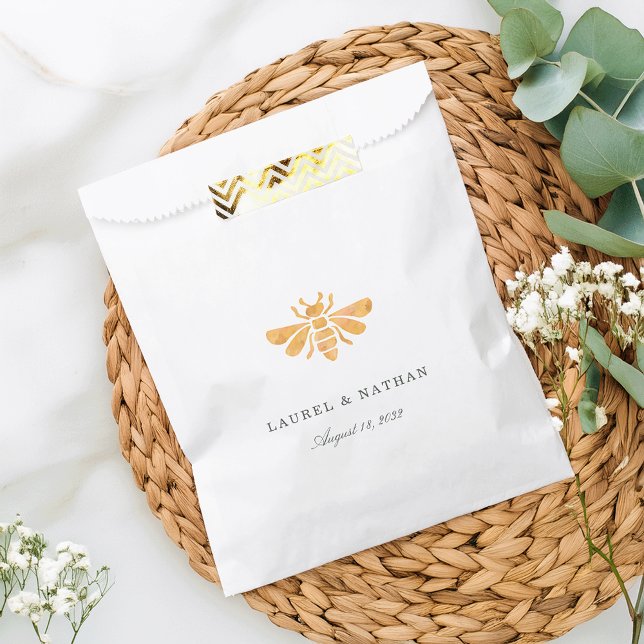 Bolsa De Papel Boda personalizado de la bebida dorada acuarela (Subido por el creador)