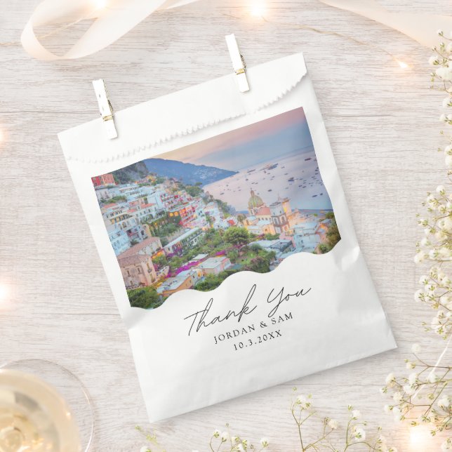 Bolsa De Papel Boda Positano personalizado de la costa de Amalfi (Cortado)