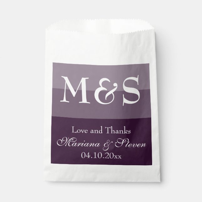 Bolsa De Papel Boda Purple Modern Script (Anverso)